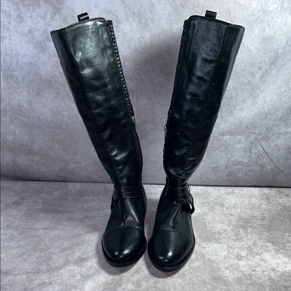 Ron White EUC Women Black Leather Knee-High Boots Sz EU 36 Quilted Cushioned - Picture 14 of 16